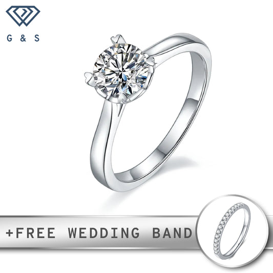 A timeless sterling silver engagement ring featuring a brilliant 1.00ct moissanite held by unique heart-shaped claws.