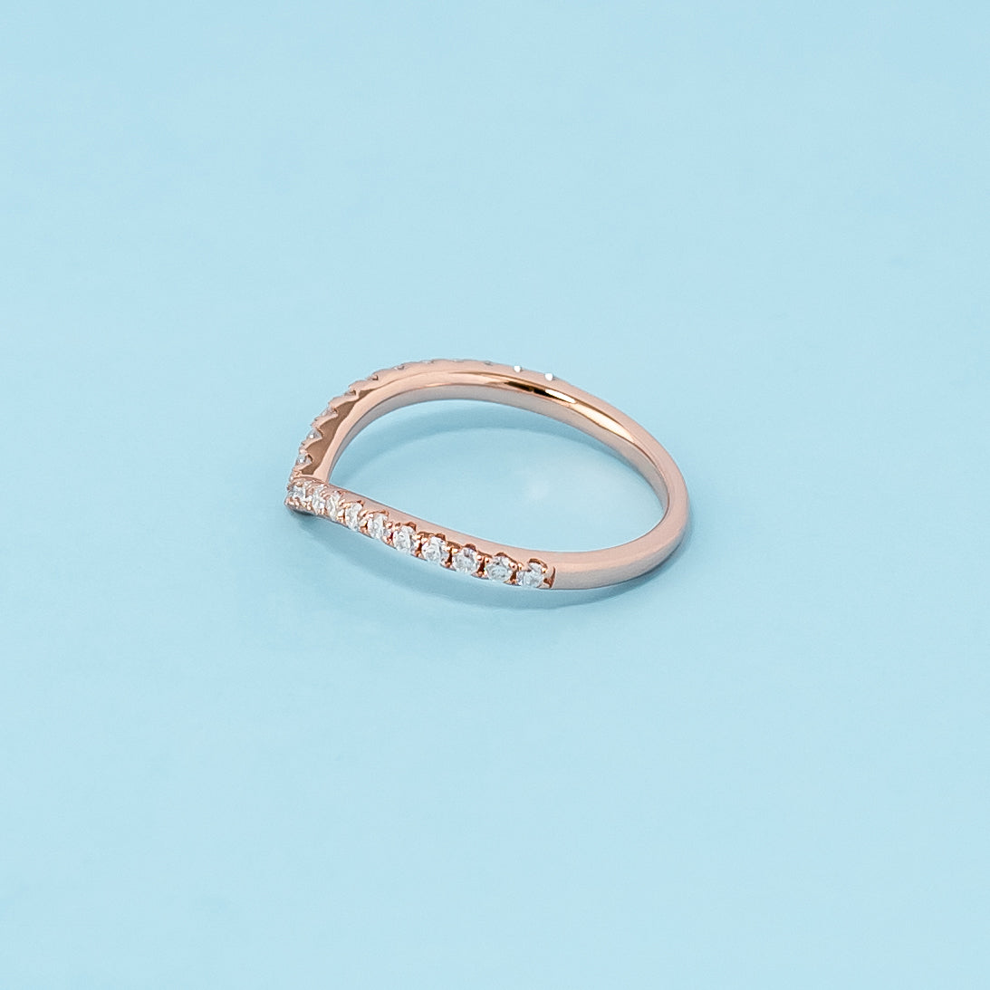 Forever Classic Wishbone Moissanite Wedding Band - 18ct Rose Gold Plated