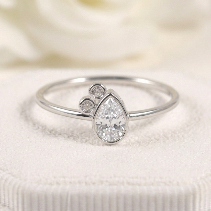 Dainty Pear Cut Cluster Ring