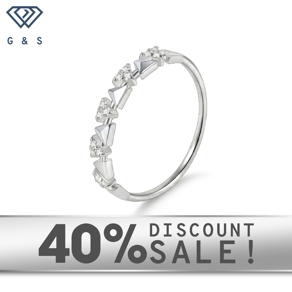 Dainty Sterling Silver Moissanite Geometric Triangle Cluster Stacking Ring