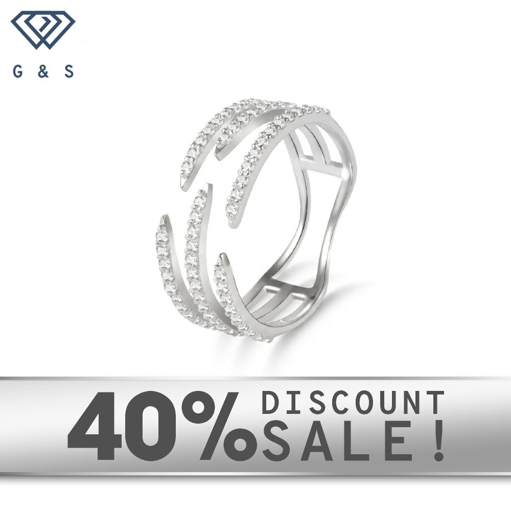 Dainty Sterling Silver Moissanite Triple-Row Claw Stacking Ring