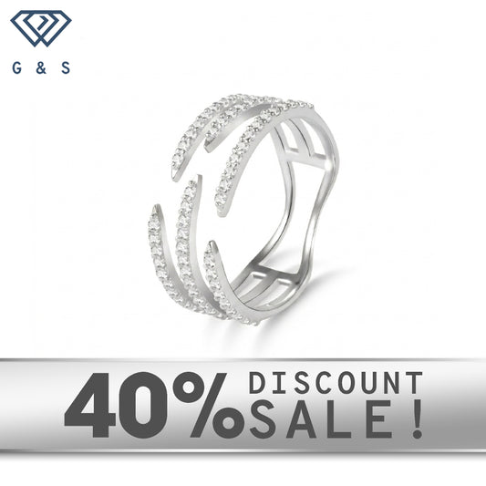 Dainty Sterling Silver Moissanite Triple-Row Claw Stacking Ring