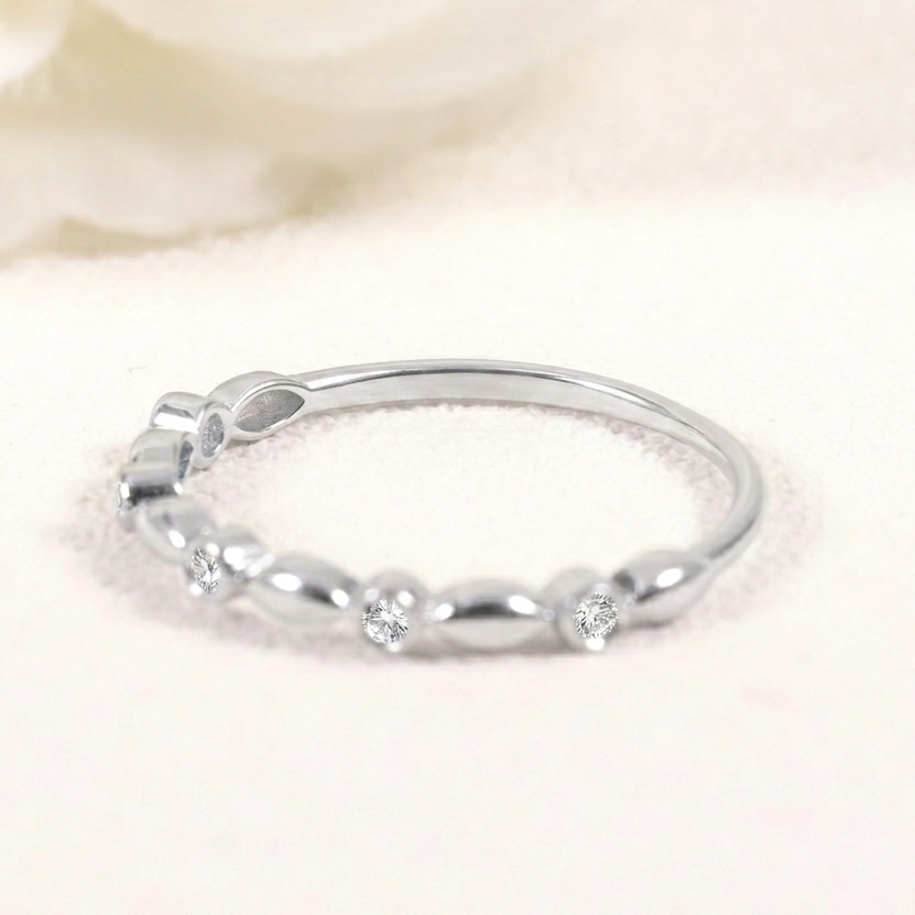 Delicate Bezel Set Moissanite Half Eternity Band