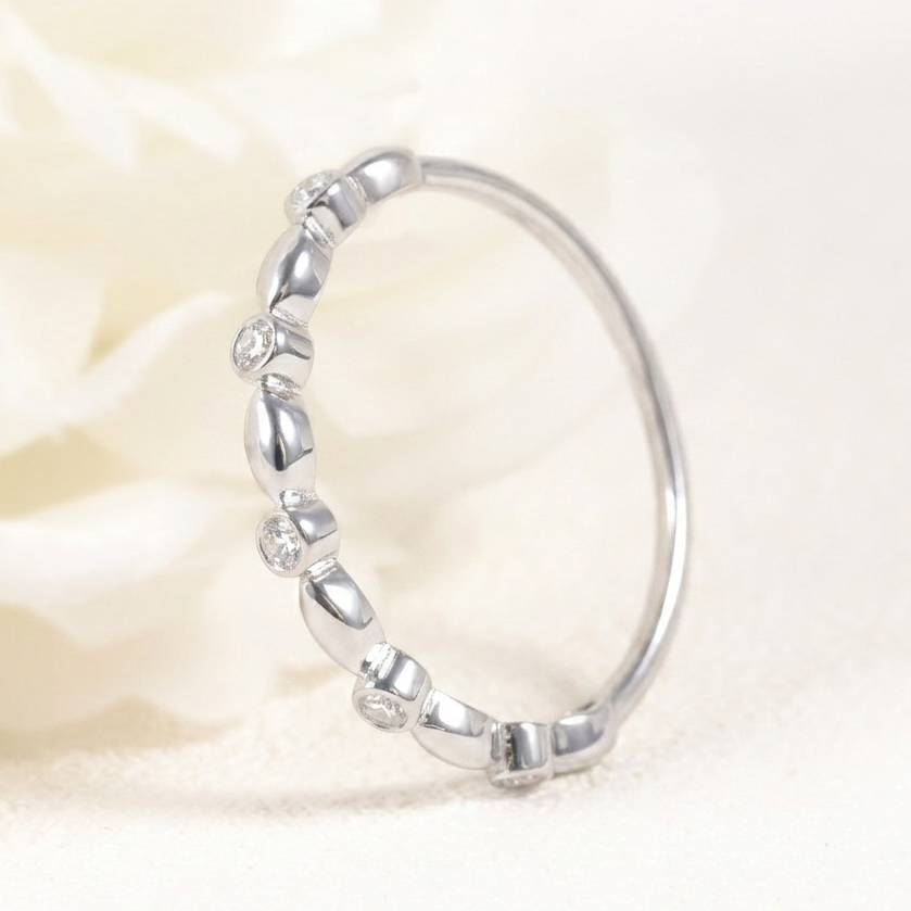 Delicate Bezel Set Moissanite Half Eternity Band