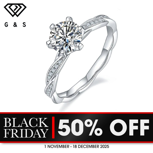 Delicate Vintage  1.00ct Moissanite Engagement Ring Set in Sterling Silver - BLACKFRIDAY