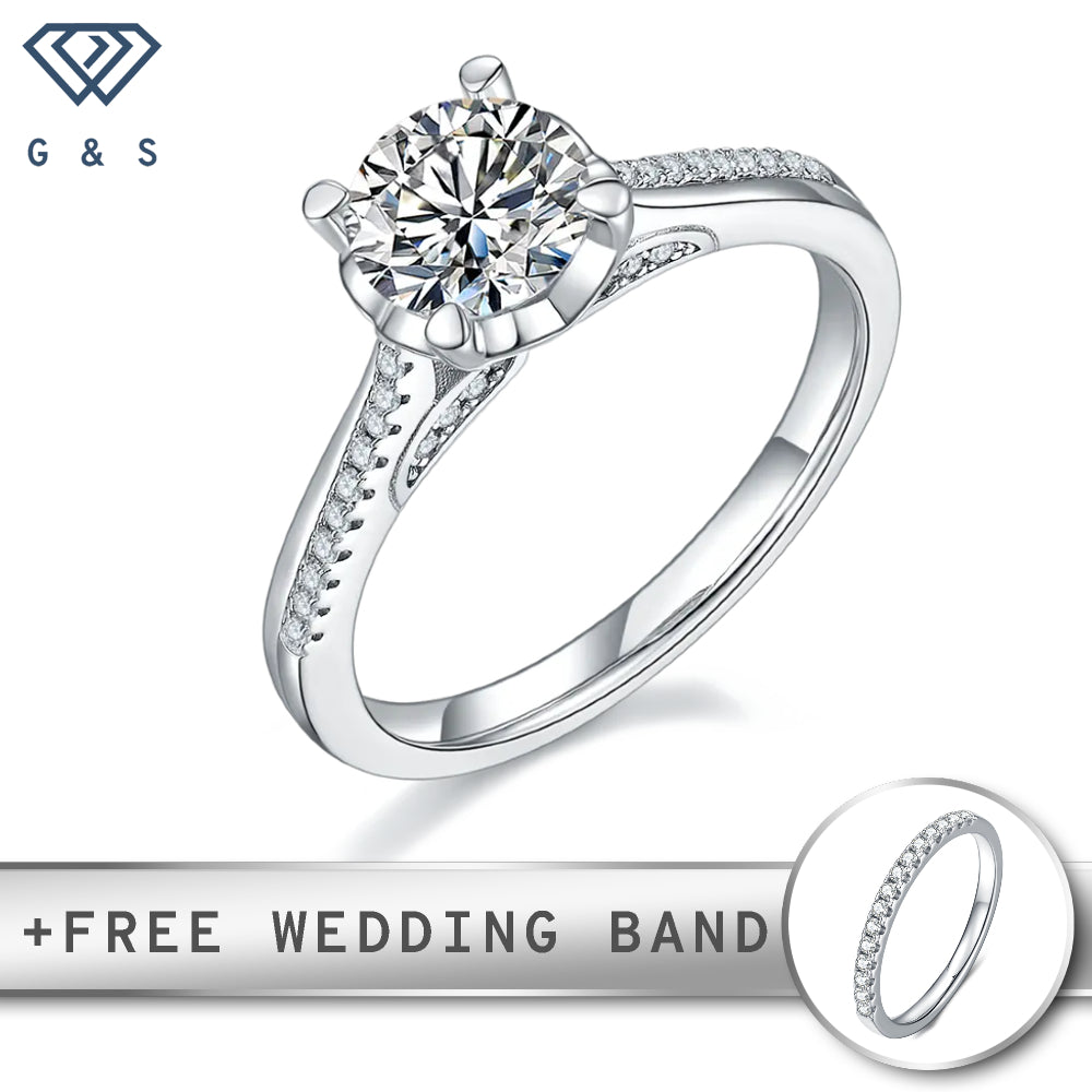 A minimalist sterling silver engagement ring featuring a brilliant 1.00ct moissanite in a sleek, modern setting.
