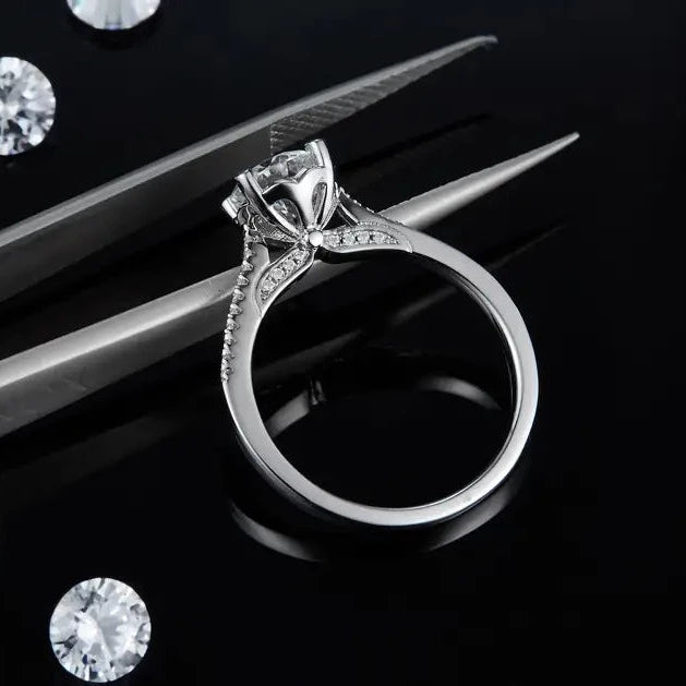 A simple and chic sterling silver ring featuring a 1.00ct moissanite, perfect for everyday elegance.