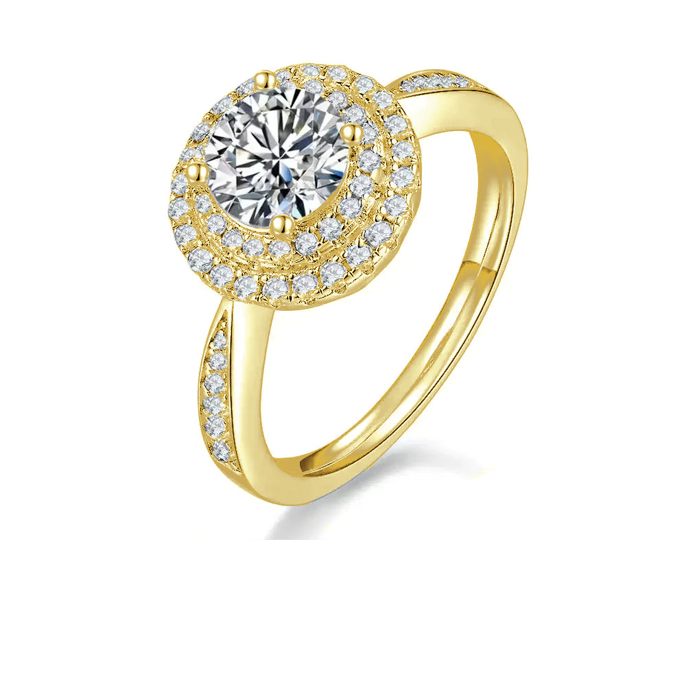 Double Halo 1.00ct Round Brilliant Moissanite Engagement Ring - BLACKFRIDAY