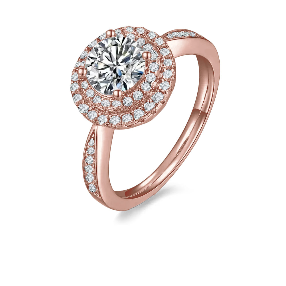 Double Halo 1.00ct Round Brilliant Moissanite Engagement Ring - BLACKFRIDAY