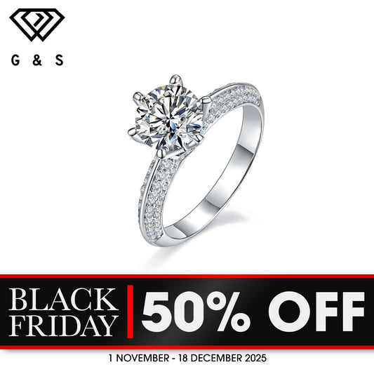 Elegant Pave 1.50ct Moissanite Engagement Ring - BLACKFRIDAY