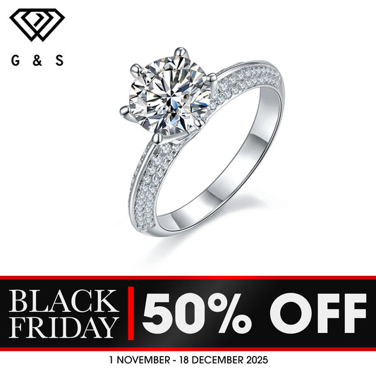 Elegant Pave 2.00ct Moissanite Engagement Ring - BLACKFRIDAY