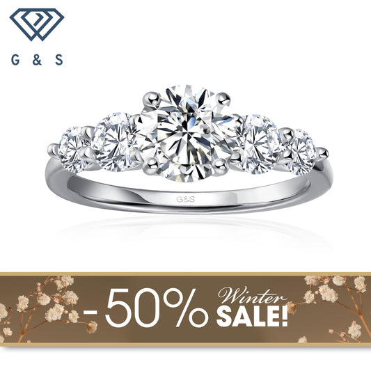 Eternal Brilliance Five-Stone Round Brilliant Moissanite Engagement Ring - Winter Sale