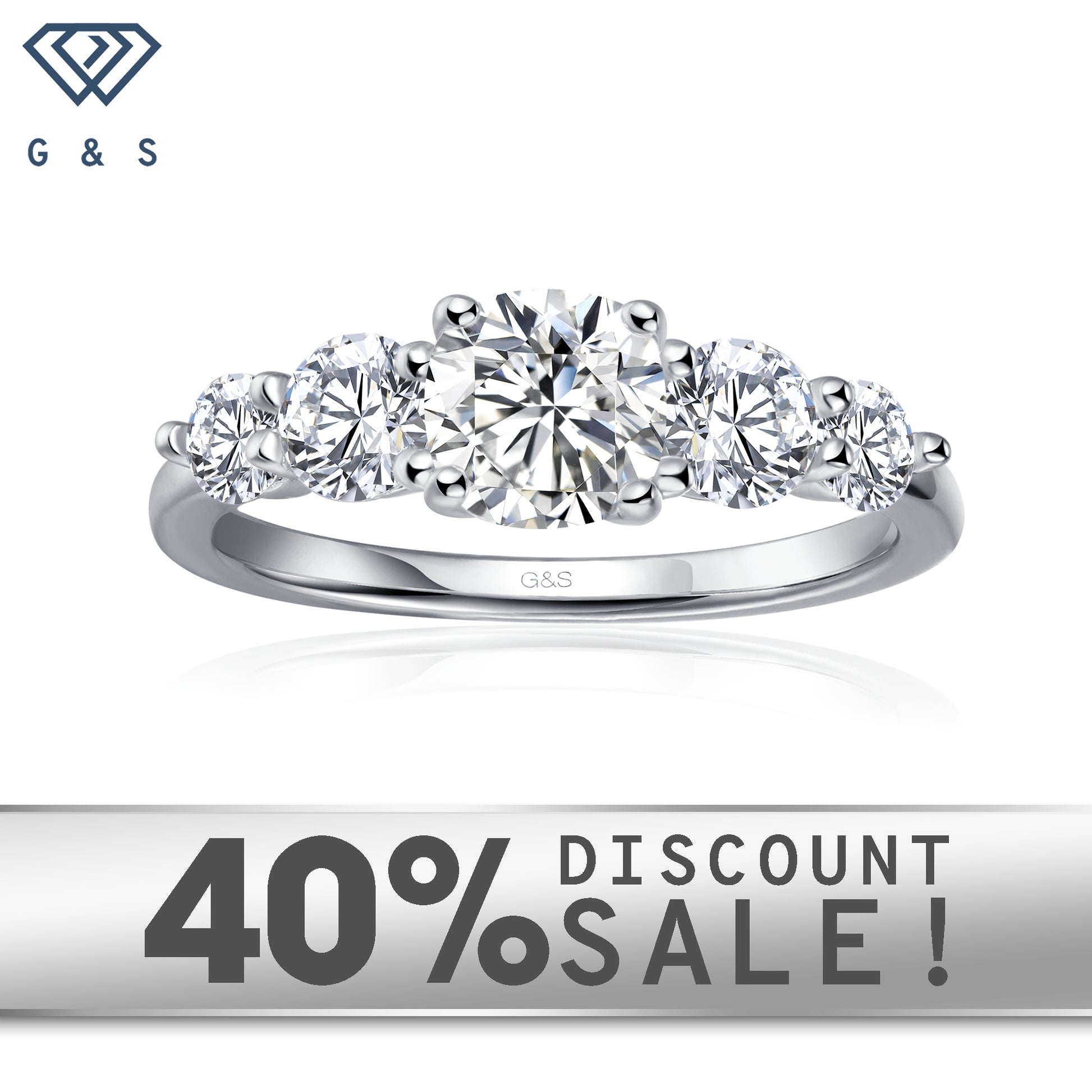 Eternal Brilliance Five-Stone Cushion Cut Moissanite Engagement Ring Set in 9ct White Gold