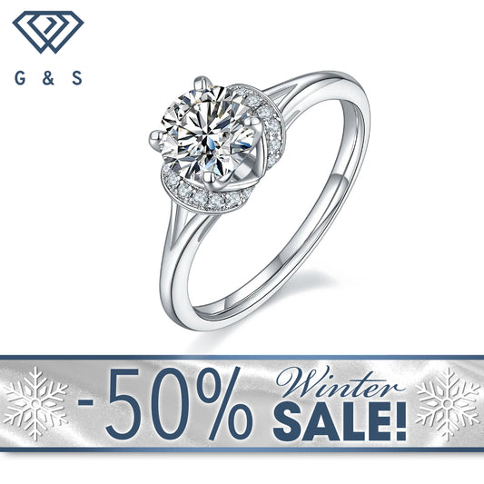 Exquisite 1.00ct Moissanite Engagement Ring Set in Sterling Silver - Winter Sale