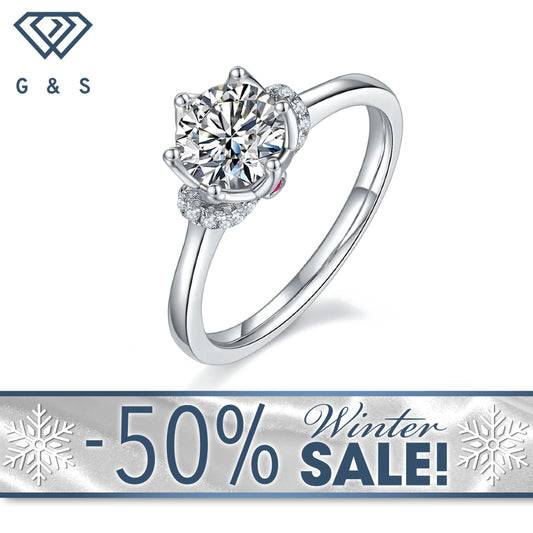 Exquisite Floral 1.00ct Moissanite Engagement Ring Set in Sterling Silver - Winter Sale