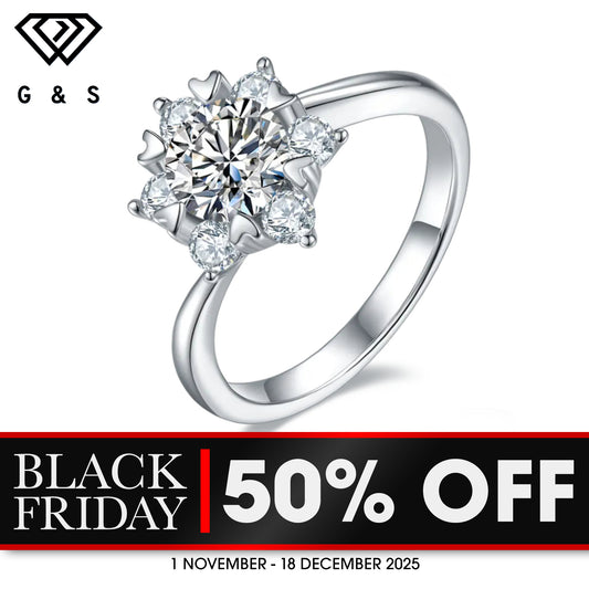 Floral 1.00ct Moissanite Engagement Ring - BLACKFRIDAY