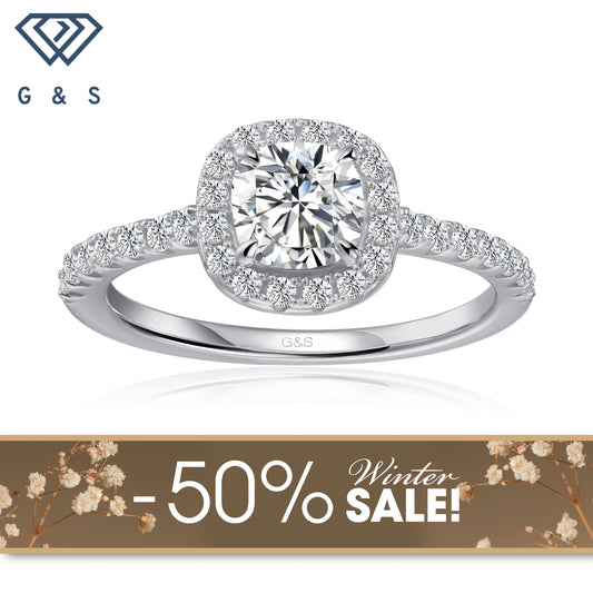 Forever Classic Halo Cushion Cut Moissanite Engagement Ring - Winter Sale