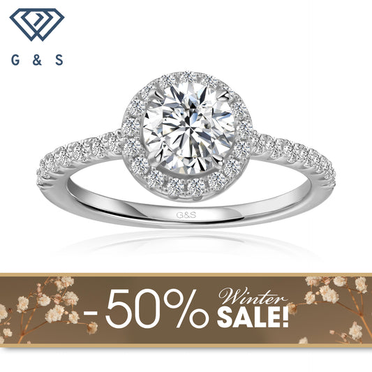 Forever Classic Halo Round Brilliant Moissanite Engagement Ring - Winter Sale