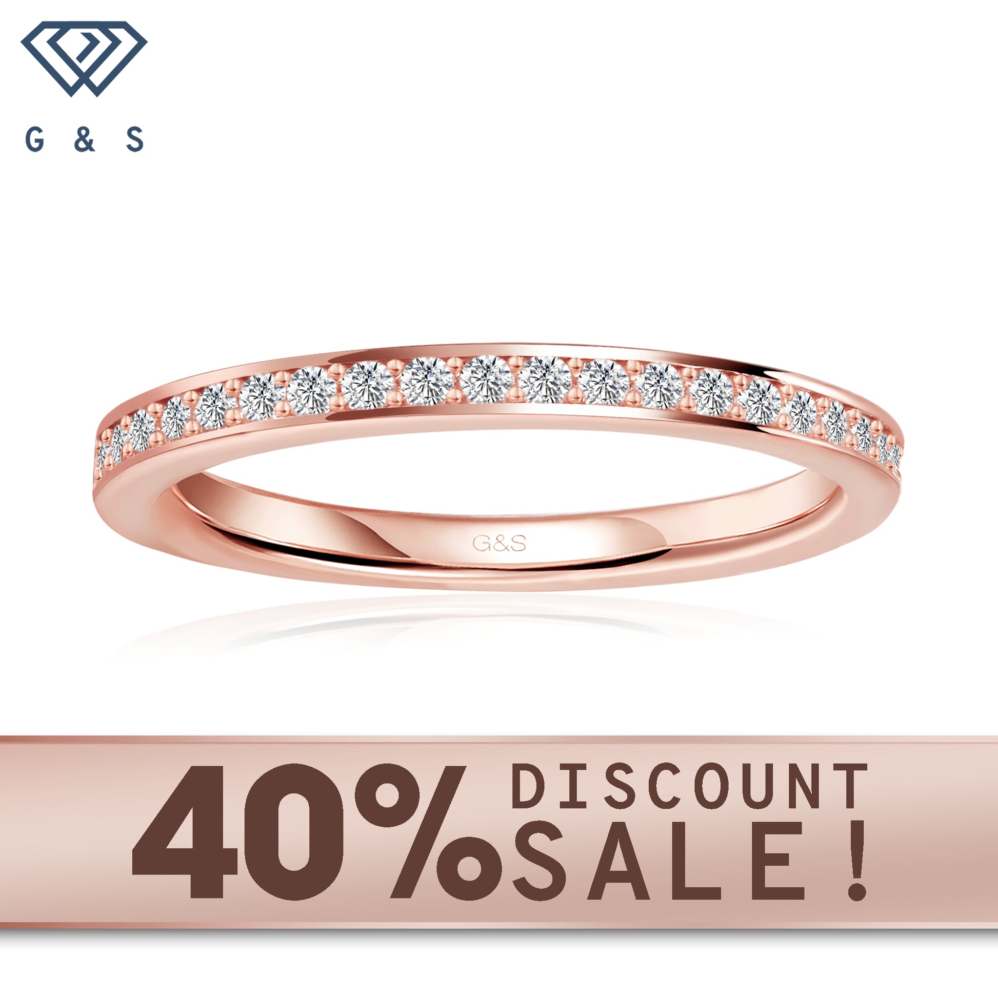 Forever Classic pave moissanite wedding band set in 9ct rose gold.