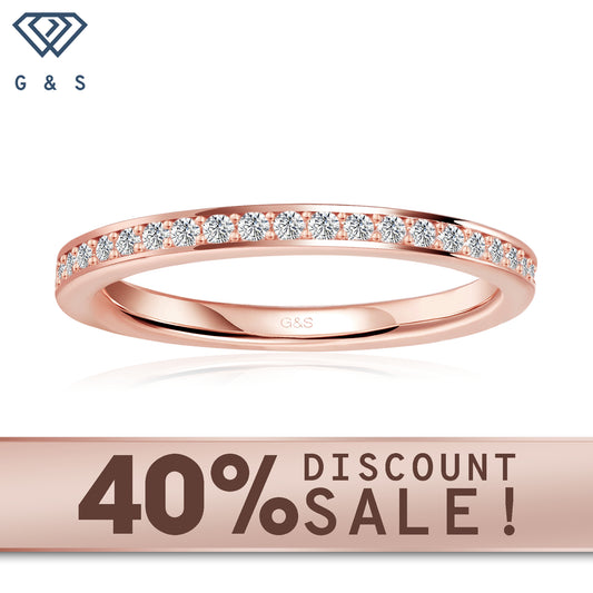 Forever Classic pave moissanite wedding band set in 9ct rose gold.