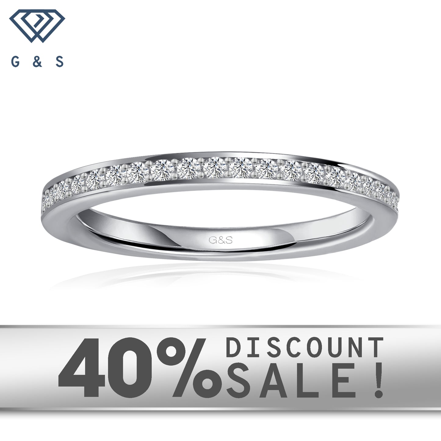 A timeless 9ct white gold wedding band adorned with sparkling pave-set moissanites.