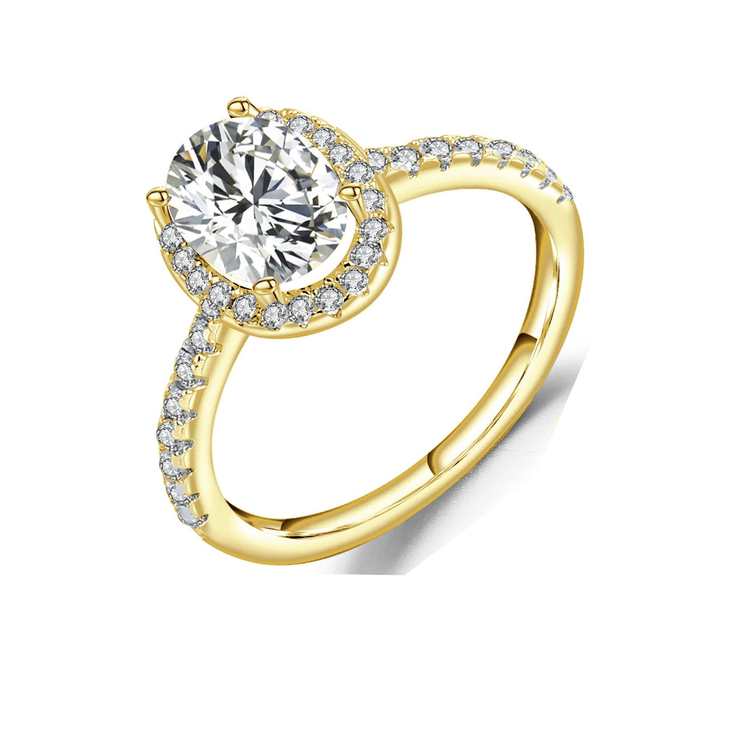 Oval Cut Halo 1.00ct Moissanite Engagement Ring Set in Sterling Silver - BLACKFRIDAY