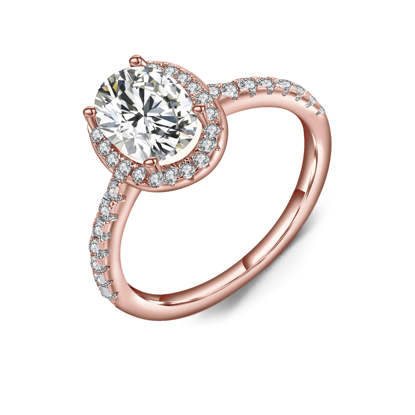 Oval Cut Halo 1.00ct Moissanite Engagement Ring Set in Sterling Silver - BLACKFRIDAY