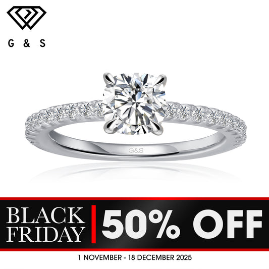 Hidden Elegance Cushion Cut Moissanite Engagement Ring - BLACKFRIDAY