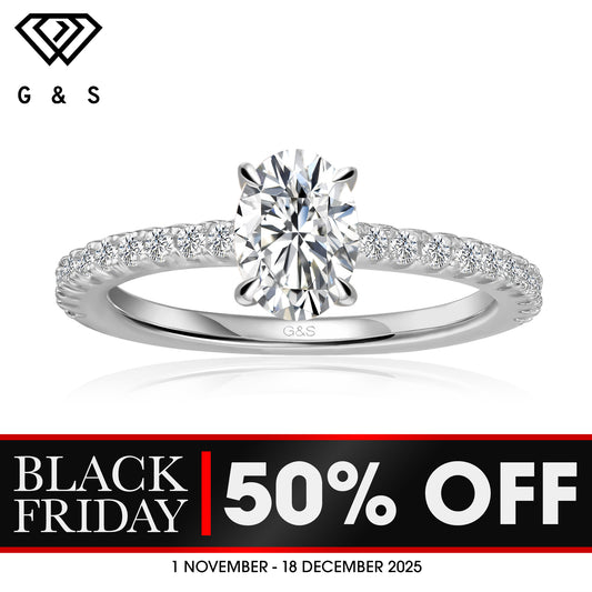 Hidden Elegance Oval Cut Moissanite Engagement Ring - BLACKFRIDAY