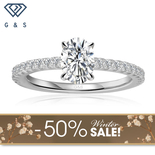 Hidden Elegance Oval Cut Moissanite Engagement Ring - Winter Sale