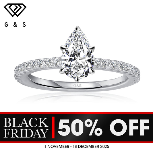 Hidden Elegance Pear Shape Moissanite Engagement Ring - BLACKFRIDAY