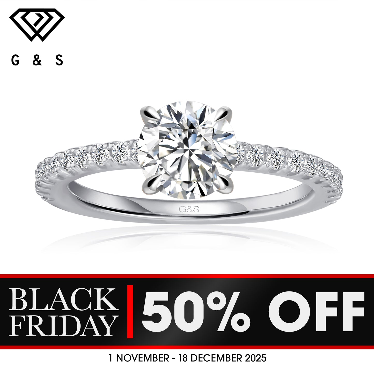 Hidden Elegance Round Brilliant Moissanite Engagement Ring - BLACKFRIDAY