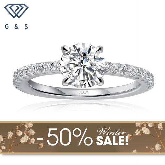 Hidden Elegance Round Brilliant Moissanite Engagement Ring - Winter Sale