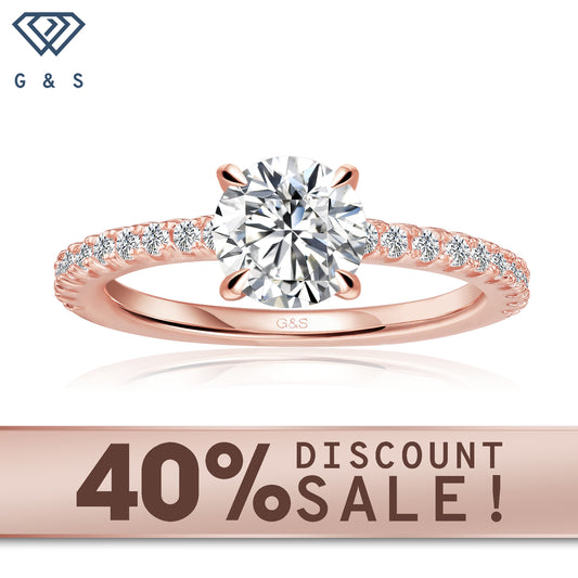 Hidden Elegance round brilliant moissanite engagement ring in 9ct rose gold.