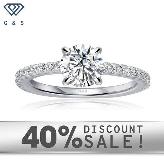 Hidden Elegance round brilliant moissanite engagement ring set in 9ct white gold.