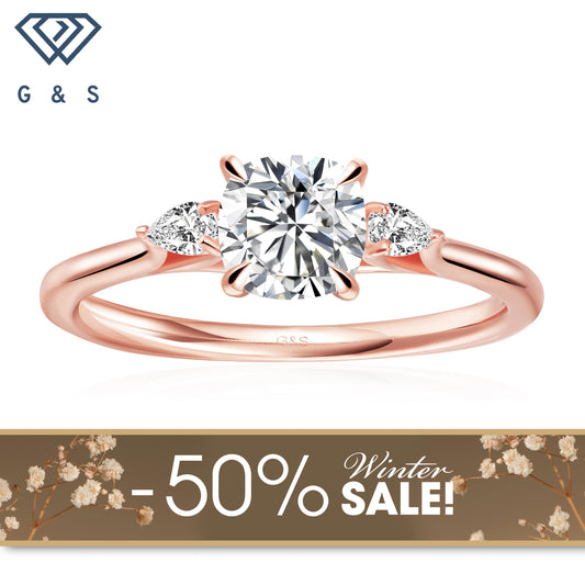 Infinite Love Trilogy Cushion Cut Moissanite Engagement Ring - 18ct Rose Gold Plated - Winter Sale