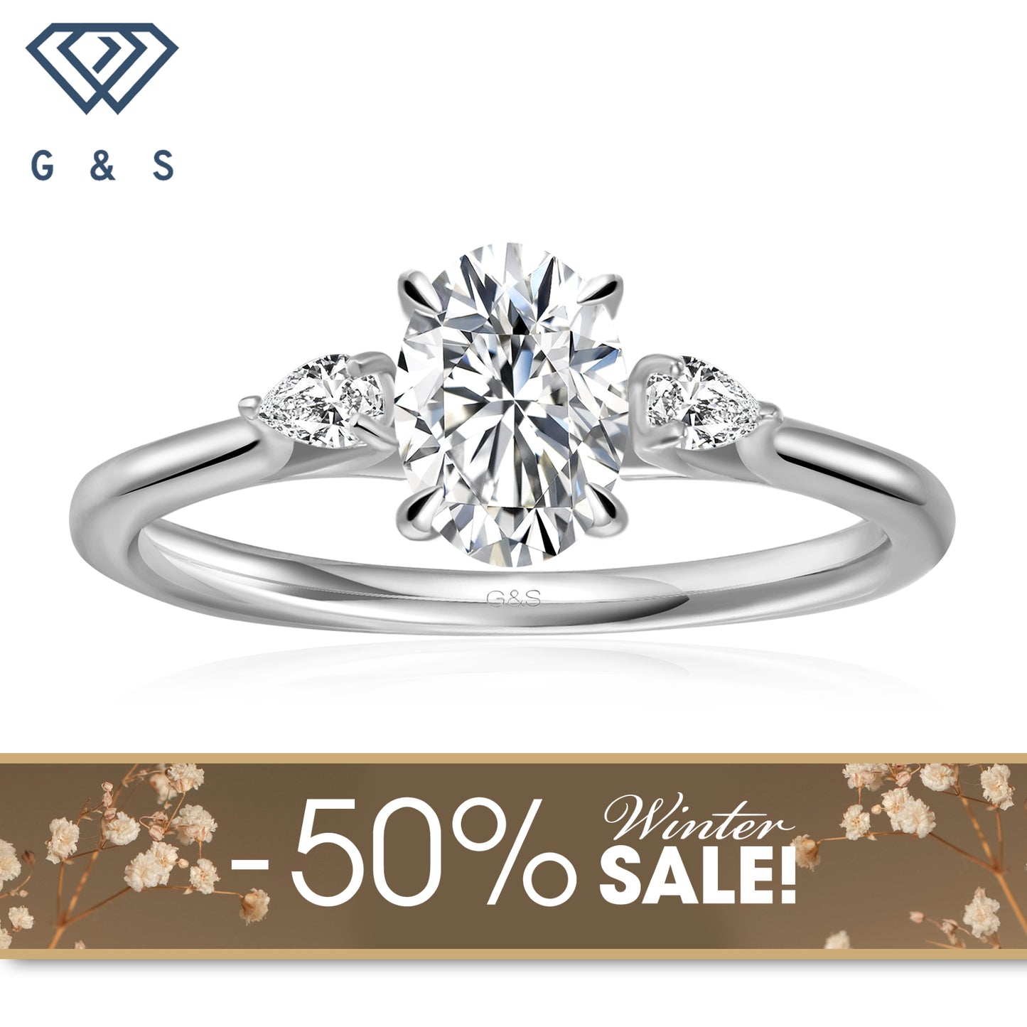 Infinite Love Trilogy Oval Cut Moissanite Engagement Ring - Winter Sale