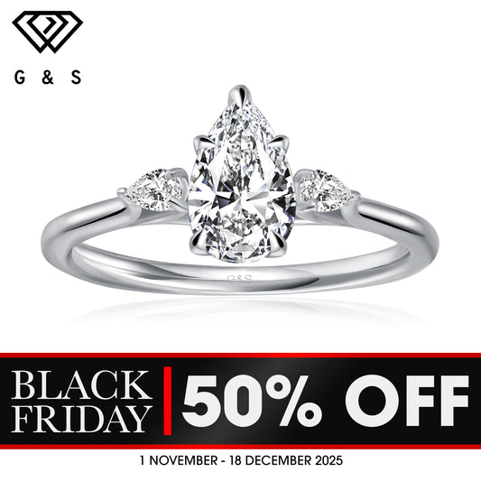 Infinite Love Trilogy Pear Shape Moissanite Engagement Ring - BLACKFRIDAY