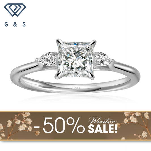Infinite Love Trilogy Princess Cut Moissanite Engagement Ring - Winter Sale