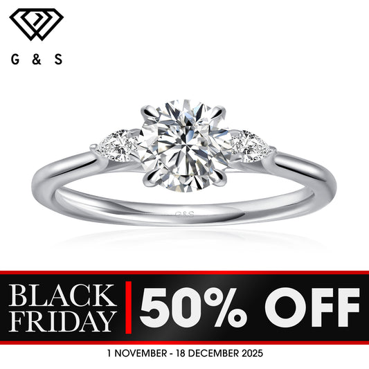 Infinite Love Trilogy Round Brilliant Moissanite Engagement Ring - BLACKFRIDAY