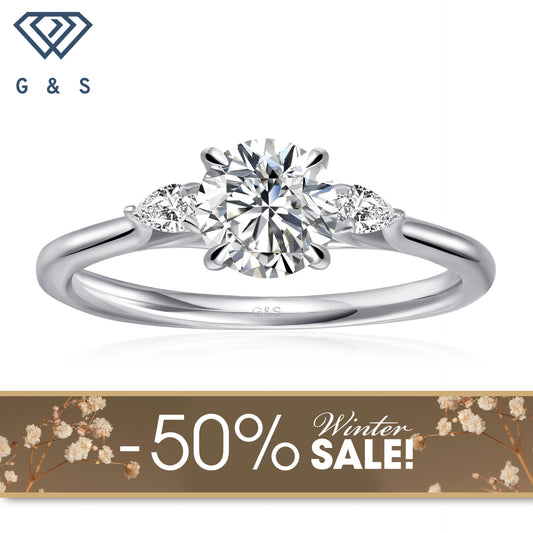 Infinite Love Trilogy Round Brilliant Moissanite Engagement Ring - Winter Sale