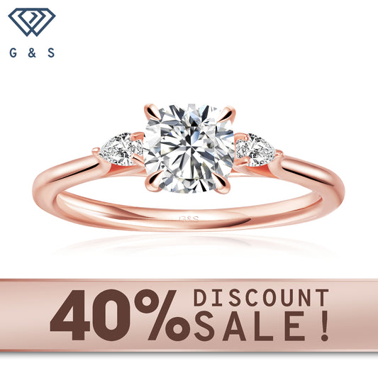 Infinite Love Trilogy cushion cut moissanite engagement ring set in 9ct rose gold.