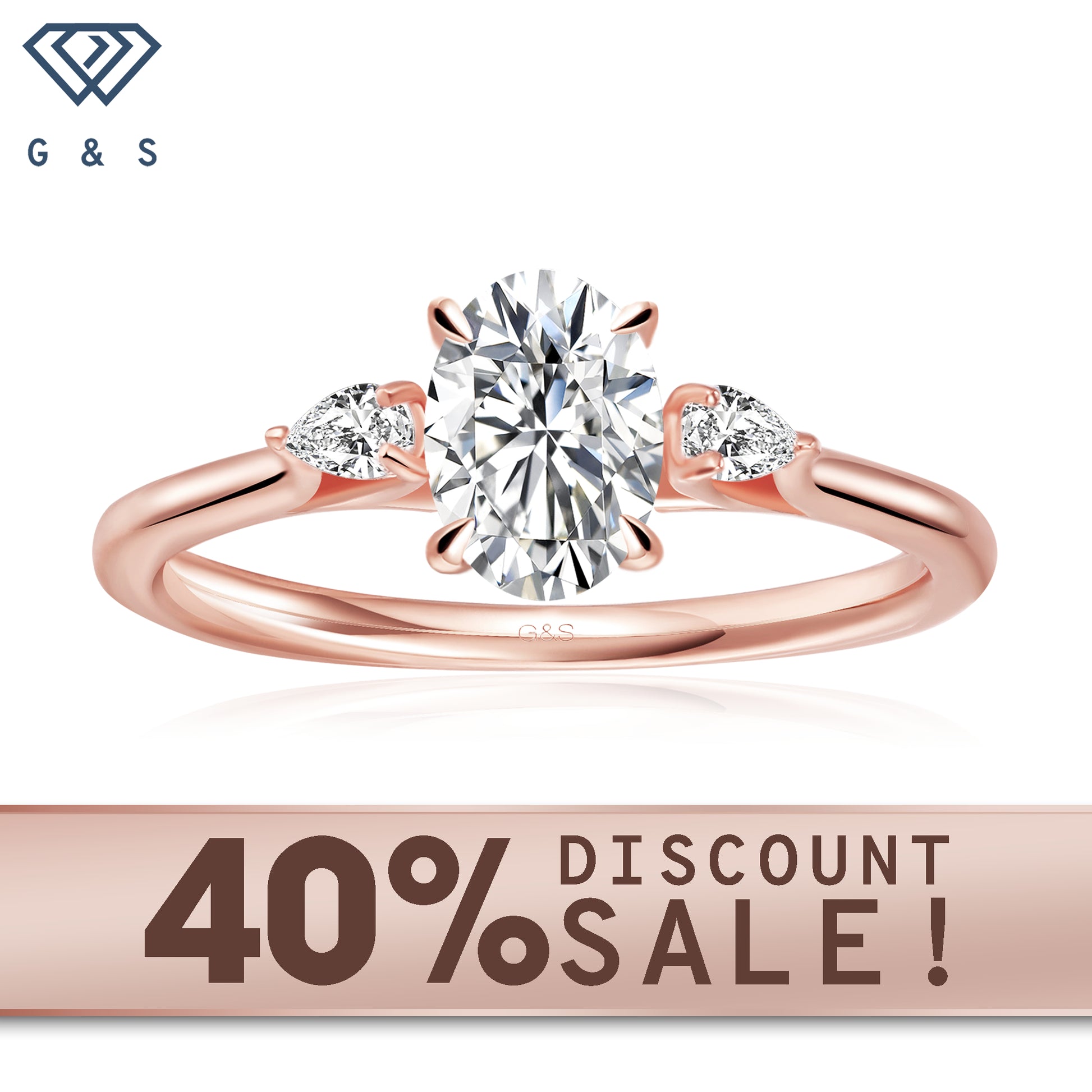 Infinite Love Trilogy oval cut moissanite engagement ring in 9ct rose gold.