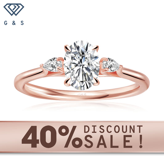 Infinite Love Trilogy oval cut moissanite engagement ring in 9ct rose gold.