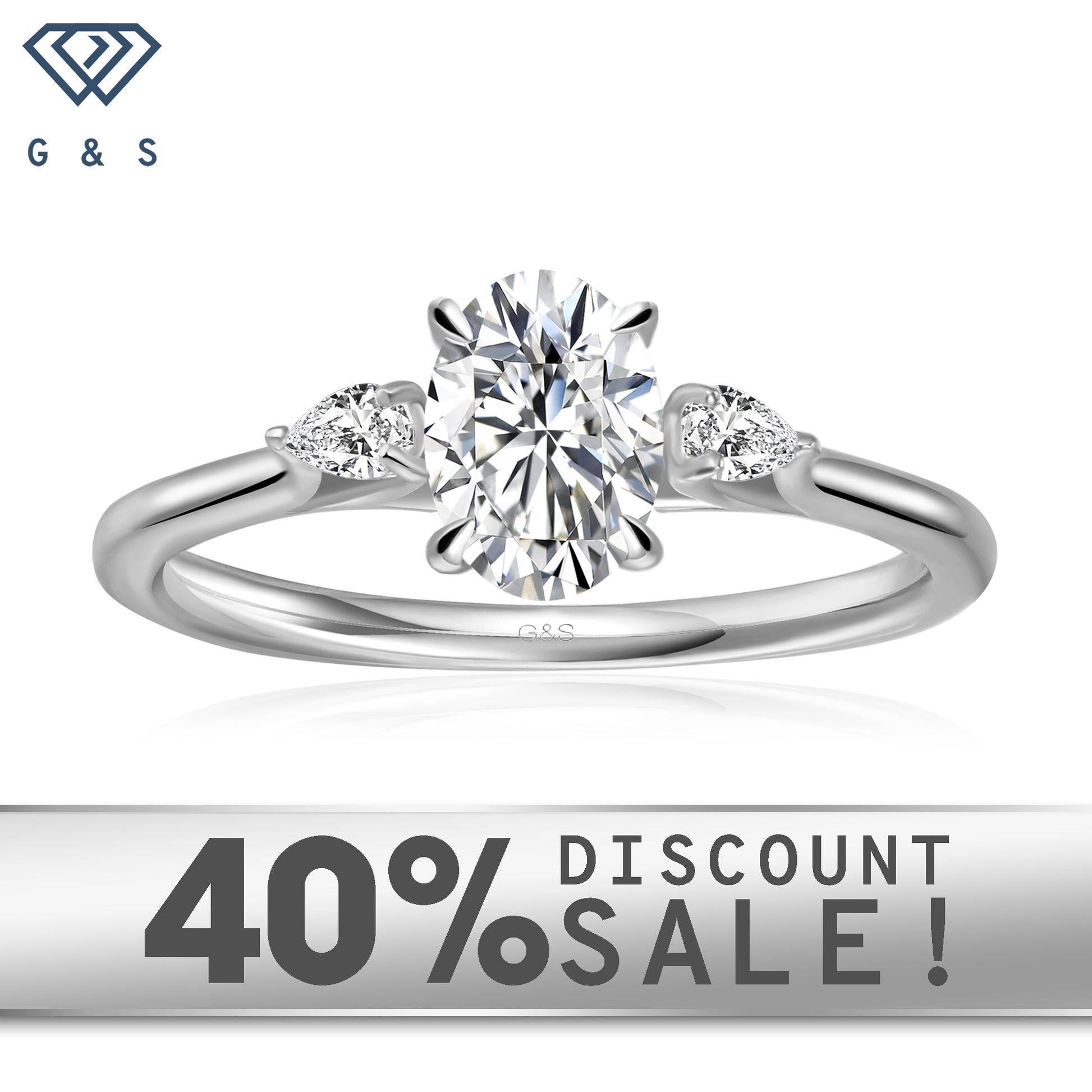 Infinite Love Trilogy oval cut moissanite engagement ring set in 9ct white gold.