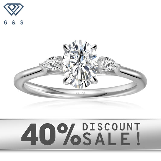Infinite Love Trilogy oval cut moissanite engagement ring set in 9ct white gold.