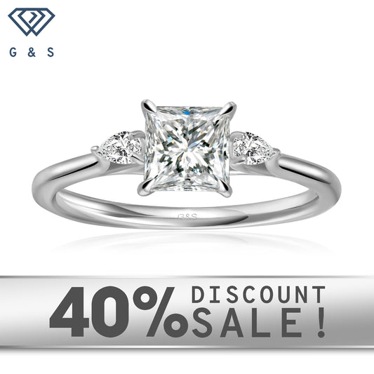 Infinite Love Trilogy princess cut moissanite engagement ring set in 9ct white gold.