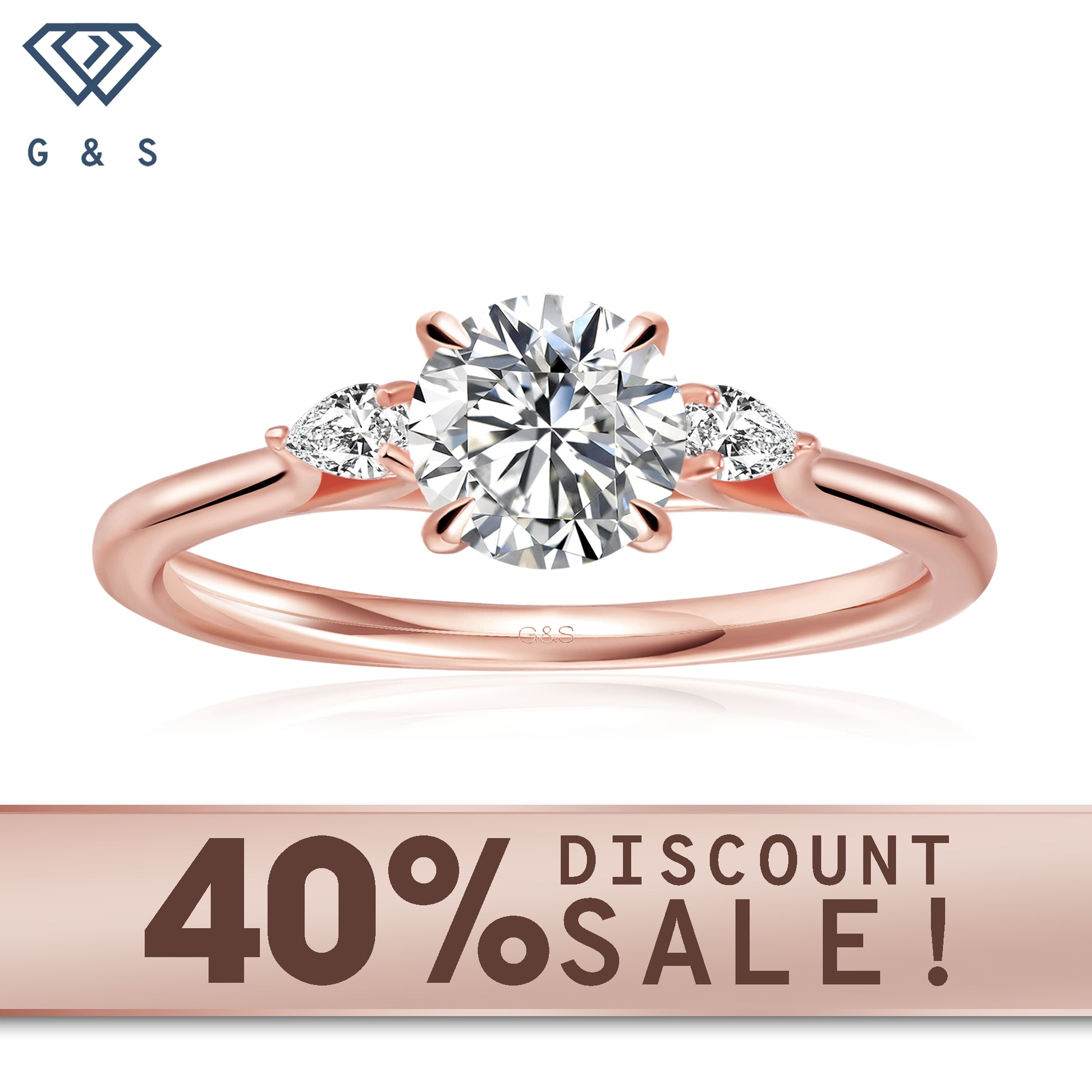 Infinite Love Trilogy round brilliant moissanite engagement ring in 9ct rose gold.