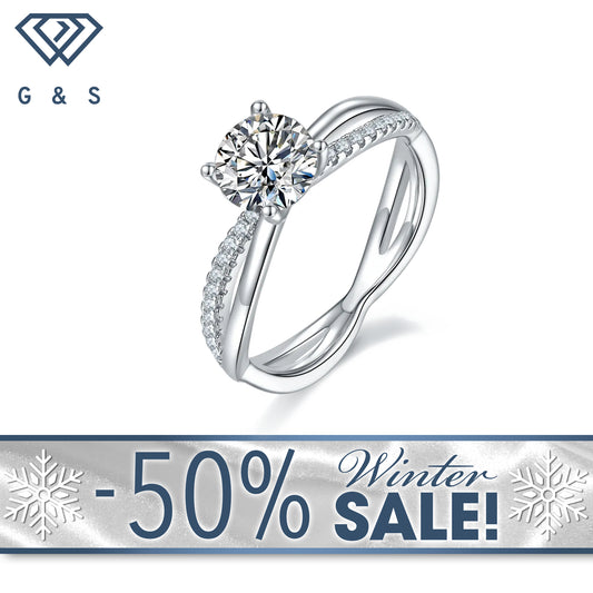 Infinity 1.00ct Moissanite Engagement Ring Set in Sterling Silver - Winter Sale