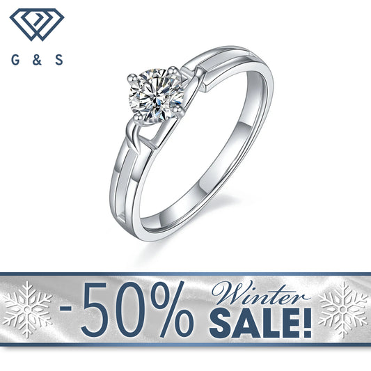 Infinity Solitaire 0.50ct Moissanite Engagement Ring Set in Sterling Silver - Winter Sale